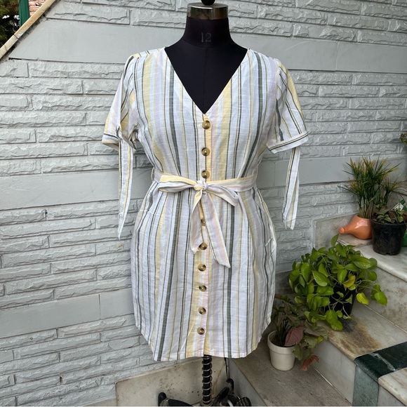 SOLD ❌ Striped Summer Button Down Dress / Shirtdress / shirt dress - Picture 2 of 9